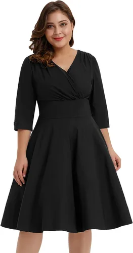 Vista 4 de Hanna Nikole Vestido vintage de los años 1950 con mangas para mujer