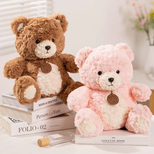 Vista 4 de Oso de peluche suave de 9.8 pulgadas, animal de peluche para niños y niños, peluche esponjoso marrón, regalo para cumpleaños, día de San Valentín