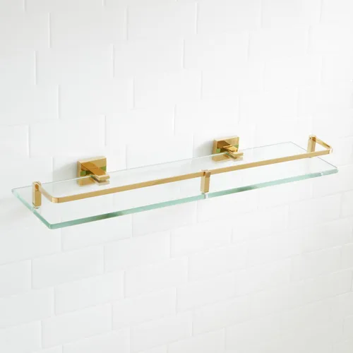 Vista 6 de Signature Hardware 295796 Albury Estante de baño de vidrio de 19-5/8
