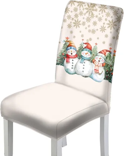 Vista 8 de Rnyleeg Juego de 1 fundas navideñas para sillas de comedor, color azul oscuro, fundas protectoras extraíbles y lavables para sillas de cocina