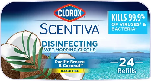 Vista 17 de Clorox - 32034 Scentiva desinfectando telas de trapeador mojado, blanco