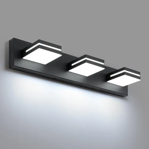 Vista 88 de SineRise - Moderna lámpara LED para tocador de baño (2 luces, 39.4 cm, regulable), iluminación de pared de baño moderna de acrílico cepillado sobre
