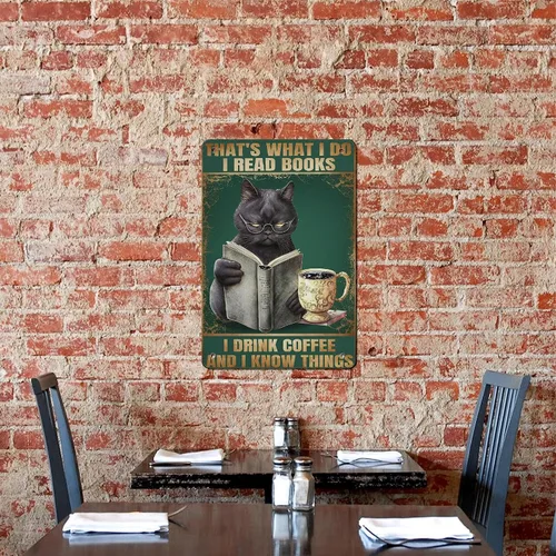 Vista 5 de AMOGHASIDDHI Cartel de metal con diseño de gato negro con consejos divertidos de animales, póster de metal vintage de aluminio de 8 x 12 pulgadas