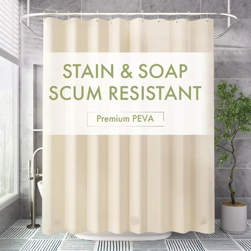 Vista 9 de AmazerBath Forro de cortina de ducha, 72x72 Forros de cortina de ducha beige, Forro de ducha de plástico ligero, Bonitas cortinas de ducha PEVA