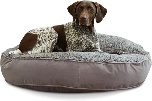 Vista 18 de South Pine Porch Samson - Cama redonda de lujo para perro, estilo almohada, acero azul, pequeña (30 pulgadas)