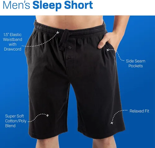 Vista 4 de Bioworld Blue Beetle Scarab Logo Men's Black Sleep Pajama Shorts