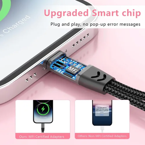 Vista 4 de Divisor de cable magnético 2 en 1 para iPhone a conector de audio Lightning dual para auriculares y cargador, adaptador de convertidor