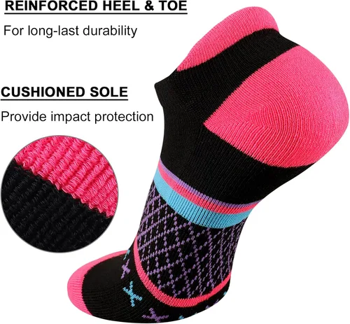 Vista 4 de Eallco Calcetines deportivos para mujer con suela acolchada, 6 pares