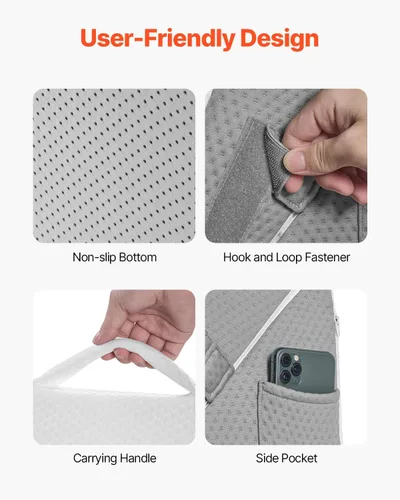 Vista 6 de VEVOR - Juego de 3 almohadas de cuña para cama ajustables y ortopédicas para dormir, con funda lavable de jacquard y soporte de espuma, almohada