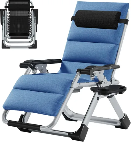 Vista 26 de MOPHOTO Silla de gravedad cero, silla de salón acolchada para exteriores con mesa lateral, silla reclinable de gravedad cero, silla reclinable