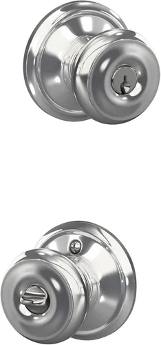Vista 108 de SCHLAGE F10 GEO 716 Pomo de Puerta Georgiano, Cerradura de Paso para Pasillo y Armario, Bronce Envejecido (Paquete de 4)