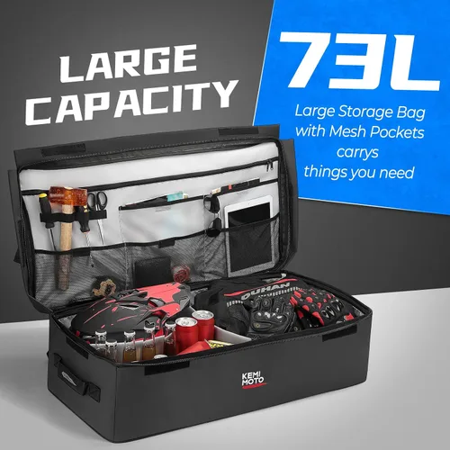 Vista 2 de KEMIMOTO Bolsa de equipo ATV para estante delantero y trasero, bolsas de almacenamiento ATV resistentes al agua, ajustable, enfriador adicional