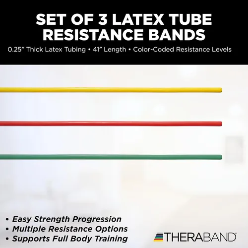 Vista 2 de TheraBand tramos de tubos profesionales con resistencia de látex para ejercitar, rehabilitar y acondicionar cualquier parte del cuerpo.
