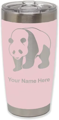 Vista 14 de LaserGram Vaso aislado al vacío de 20 onzas, oso panda, grabado personalizado incluido (negro)