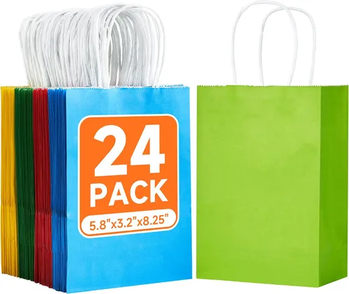 Vista 9 de METAPRINT 100 bolsas de regalo de papel de 8 x 4.5 x 10.8 pulgadas, bolsa de papel kraft negro con asas a granel para cumpleaños, bodas, fiestas