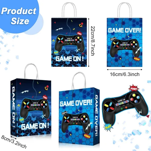 Vista 2 de Clabby 16 bolsas para jugadores, recuerdos de fiesta de videojuegos, bolsas de regalo con asa para niños, decoración de fiesta de cumpleaños