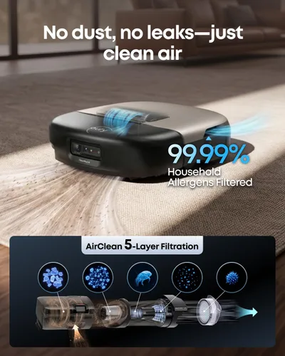 Vista 5 de eufy Omni S2 Robot Aspirador y Trapeador Combo, 30,000 Pa, 99,99%