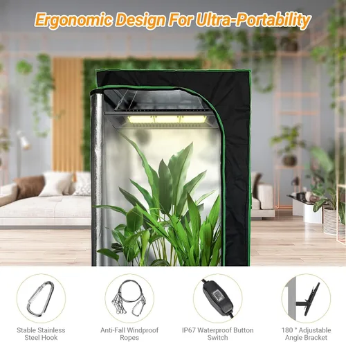 Vista 6 de Luz LED de crecimiento de 450 W con espectro completo, relassy impermeable COB LED luz de crecimiento con disipación de calor natural y sin ruido