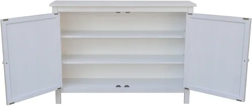 Vista 6 de International Concepts - Armario de almacenamiento de madera maciza de 34 pulgadas de alto Blanco sucio
