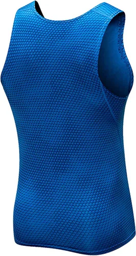 Vista 2 de Maiyifu-GJ Camiseta deportiva de secado rápido para hombre, sin mangas, de compresión, ajustada, para gimnasio, fitness, entrenamiento, secado