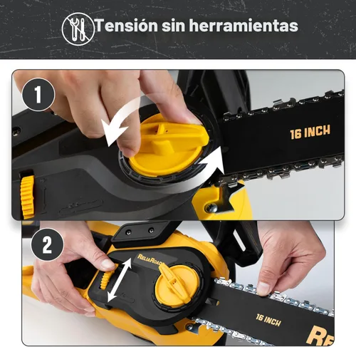 Vista 6 de ReliaRoads - Motosierra sin escobillas de 16 pulgadas, de 40V (2 x 20V MAX) inalámbrica con batería recargable compatible con batería DeWALT, ideal