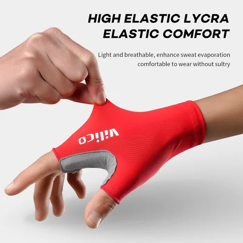 Vista 4 de Guantes de ciclismo transpirables para bicicleta de montaña, guantes acolchados de gel de medio dedo, guantes de ciclismo para hombres y mujeres que