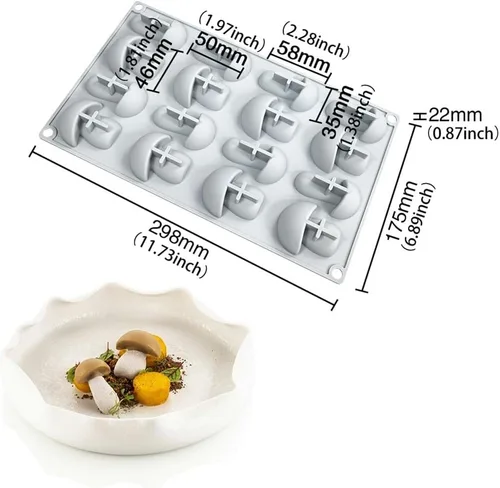 Vista 2 de Katutude Moldes de silicona de hongos 3D de 16 cavidades para hornear, chocolate, dulces, fondant, jabón, cubitos de hielo, fabricación de velas