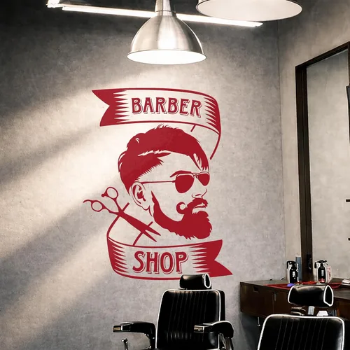 Vista 3 de Vinilo Peluquería Barbería Tijeras Pegatinas Mural Decoración Grande (g5170) Negro