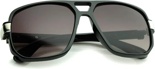 Vista 4 de Classic Flat Top Metal Accented Temples Clear Lens Square Aviator Glasses 56mm