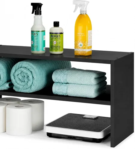 Vista 5 de Whitmor Zapatero de madera, estante de almacenamiento apilable, 24 pulgadas Negro