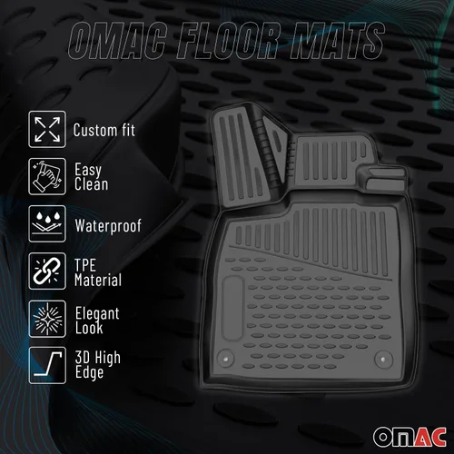 Vista 2 de OMAC Alfombrillas para BMW Serie 3, E90, E91, 2005-2012, alfombrillas de goma para todo tipo de clima, 3D, ajuste personalizado, impermeables, sin