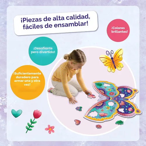 Vista 2 de Peaceable Kingdom Rompecabezas de piso de mariposa jumbo de 53 piezas, rompecabezas grande de regalo para niños pequeños y niños a partir de 5 años