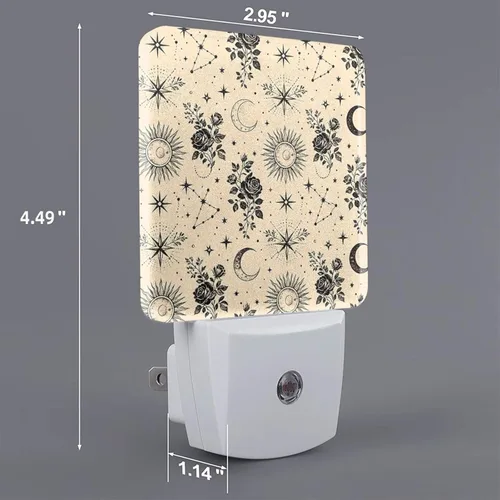 Vista 3 de Sun Moon Stars Print (3) LED Plug-in Nightlights Set of 2 for Bedroom