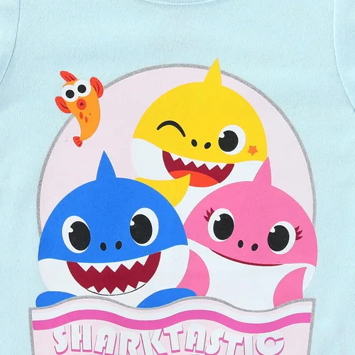 Vista 9 de Nickelodeon Baby Shark - Conjunto de camiseta, camiseta sin mangas y pantalones cortos para bebés y niños pequeños, rosa, azul o multicolor