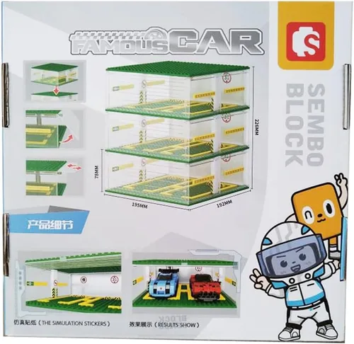 Vista 6 de Celawork Bloques de construcción para garaje, escaparate de 3 capas, garaje de estacionamiento de automóviles, compatible con coches de campeón