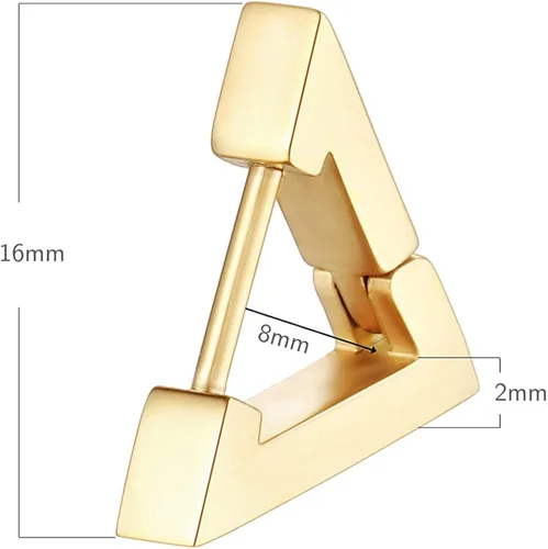 Vista 8 de HELFNE Aretes de cartílago hechos a mano con triángulo de oro de 14 quilates para mujer de oro real pequeños aretes geométricos de plata
