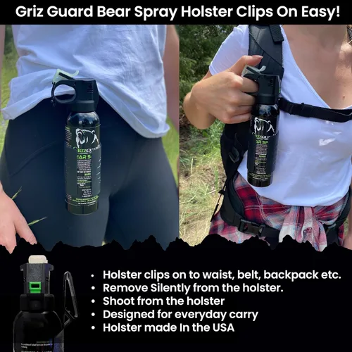 Vista 6 de UDAP Griz Guard Bear Pepper Spray disuasorio de autodefensa con funda para camping, senderismo, pesca, potente patrón de explosión, barrera