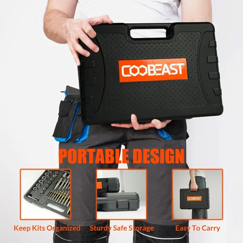 Vista 6 de Coobeast Juego de 49 piezas de extractor de pernos con broca de mano izquierda, juego de extractor de tornillos de servicio pesado, extractor