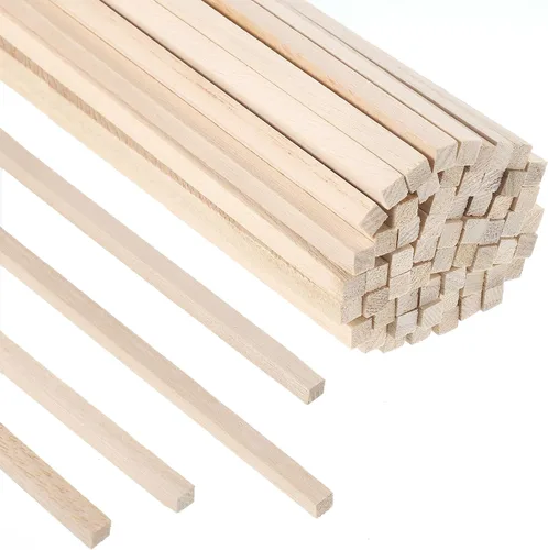 Vista 8 de 140 varillas de madera de balsa, varillas cuadradas de 1/8 x 1/8 x 12