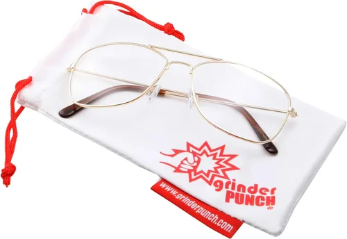 Vista 2 de Gafas de aviador cuadradas doradas sin receta clásicas sin receta para moda