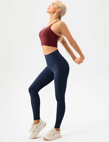 Vista 3 de Lavento Leggings de yoga con sensación desnuda para mujer, longitud 78, pantalones de yoga de cintura súper alta, mallas de entrenamiento