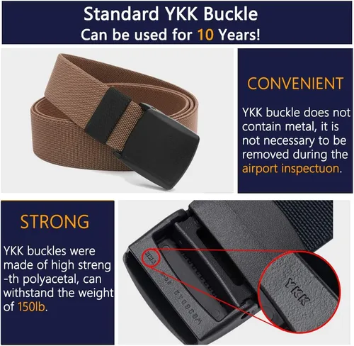 Vista 4 de LionVII Cinturones elásticos para hombre con hebilla de plástico sin metal para deportes de trabajo, fácil de recortar para adaptarse a cintura