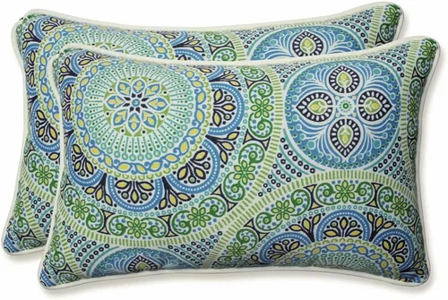 Vista 35 de Pillow Perfect Almohada decorativa floral para interiores y exteriores, relleno de felpa, resistente a la intemperie y a la decoloración, lumbar