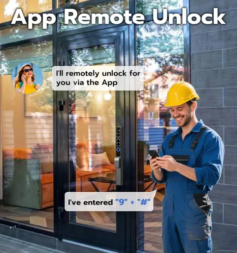 Vista 9 de Anweller Cerradura de puerta corredera de cristal con mortaja 2085, teclado inteligente con código de huellas dactilares, aplicación remota RFID