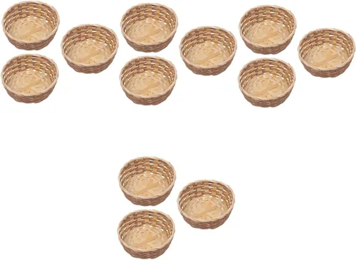 Vista 10 de EXCEART - 3 cestas de frutas de bambú hechas a mano de 6.69 pulgadas, cesta tejida para servir alimentos para postres, aperitivos, contenedor
