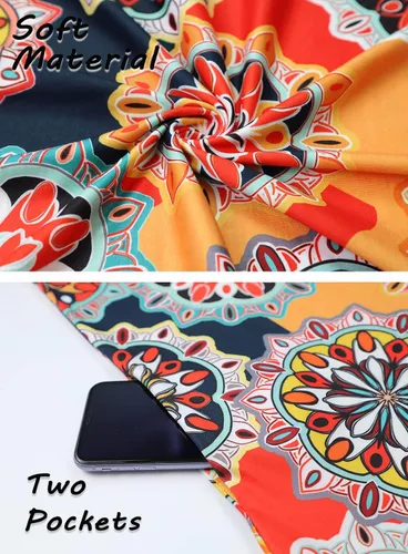 Vista 41 de SimpleFun - Vestidos de verano para mujer, camiseta floral, vestido de playa de estilo bohemio, informal, con bolsillos y sin mangas