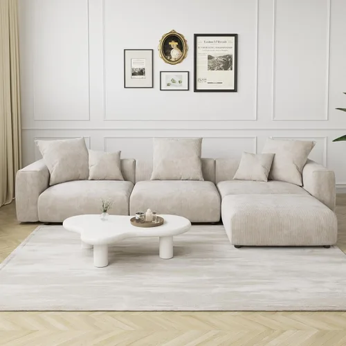 Vista 9 de JACH Sofás Seccionales de Pana para Sala de Estar, Sofá Seccional Modular con Otomanas Chaise, Fundas de Cojines Removibles, Sofá Cama Moderno