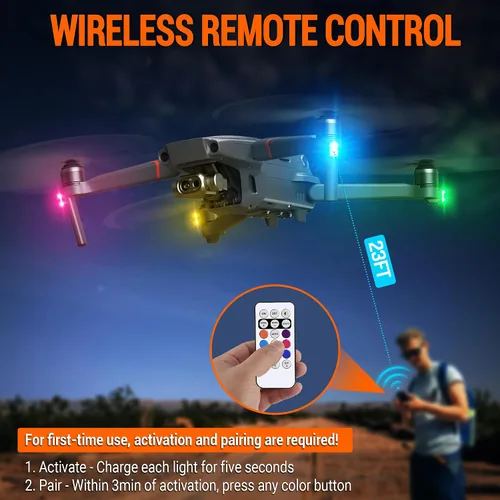 Vista 3 de Luces estroboscópicas LED inalámbricas con control remoto, 8 colores, carga USB, impermeables, anticolisión, luces de emergencia y advertencia