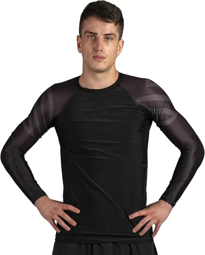 Vista 6 de Sanabul Essential - Camiseta de compresión de manga larga para entrenamiento de MMA, BJJ, lucha libre, agarre y Jiu Jitsu sin gi Todo negro