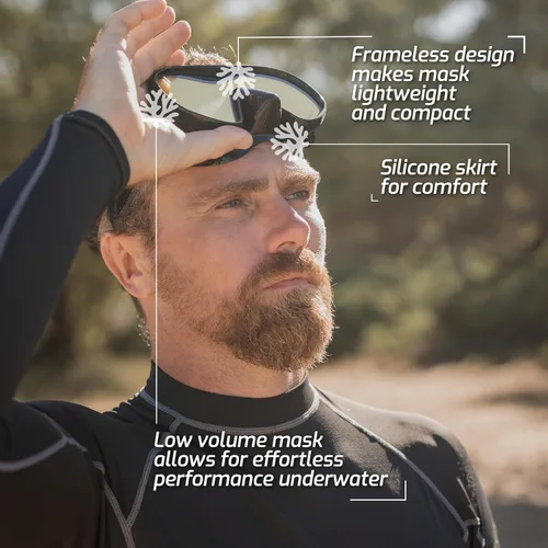 Vista 6 de Cressi Máscara de buceo sin marco para adultos - Lente mono de visión ancha - bajo volumen interno - Silicona suave pura - Musa: diseñado en Italia